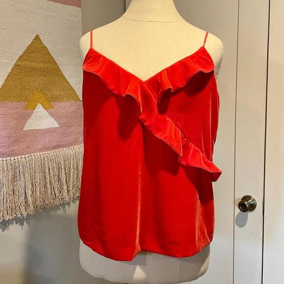 NWT- J.Crew- Velvet Ruffle Cami- Women's Size 8 - Picture 1 of 4